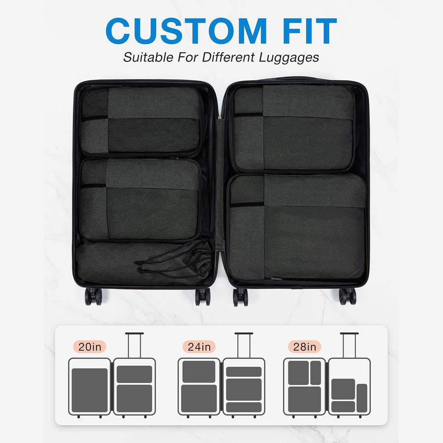 6PCS Compression Travel Packing Cubes for Suitcases