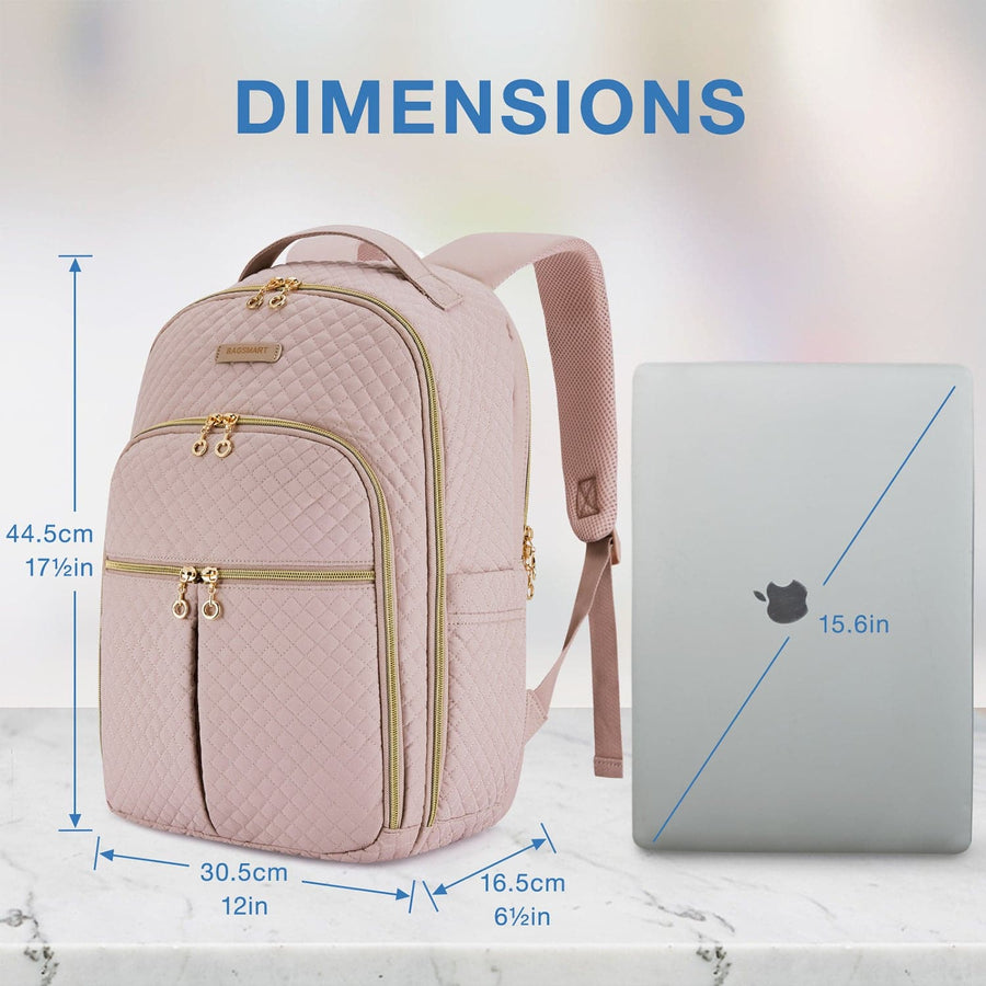 Bonchemin 15.6" Lightweight Pink College Laptop Backpacks with Laptop Dimensions-Bagsmart