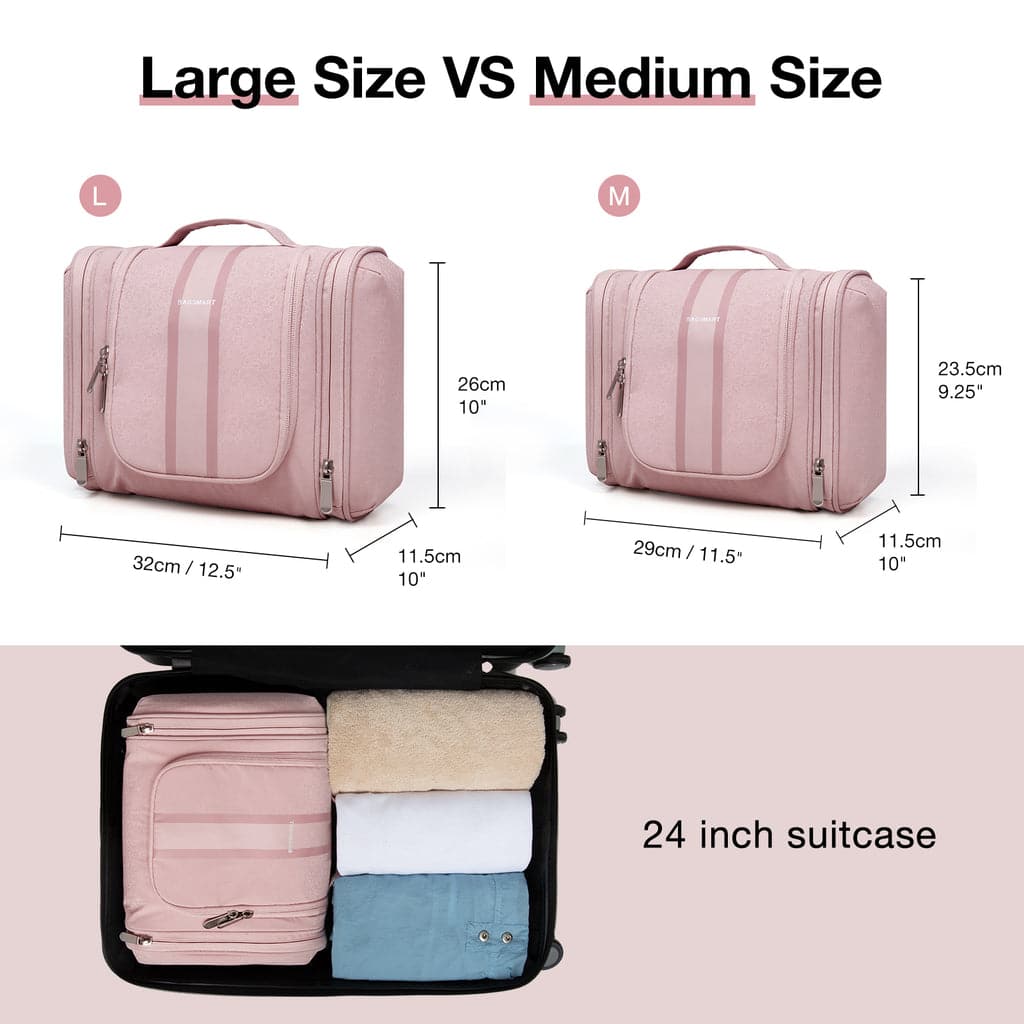 BAGSMART Travel Makeup Bag, Cosmetic Bag Make Up Pouch Small Travel Zipper  Pouch,Water-resistant Toiletry Bag,Makeup Organizer Bag for Women,Pink