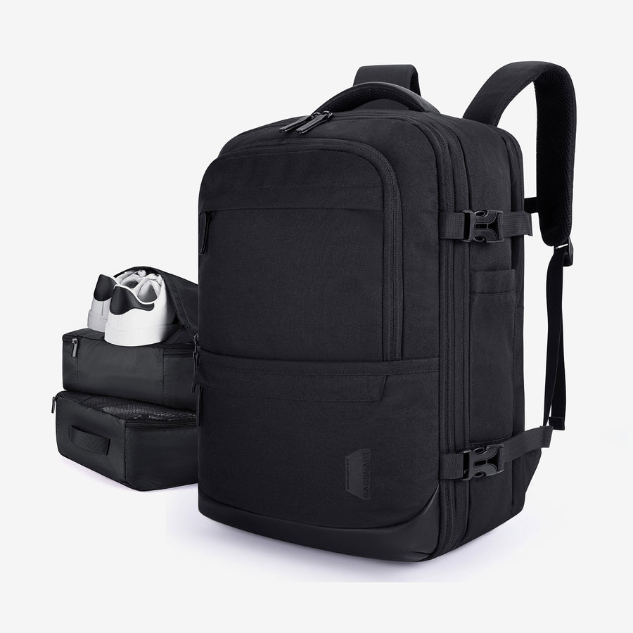 40L Black Travel Backpack with Shoes StorageBag