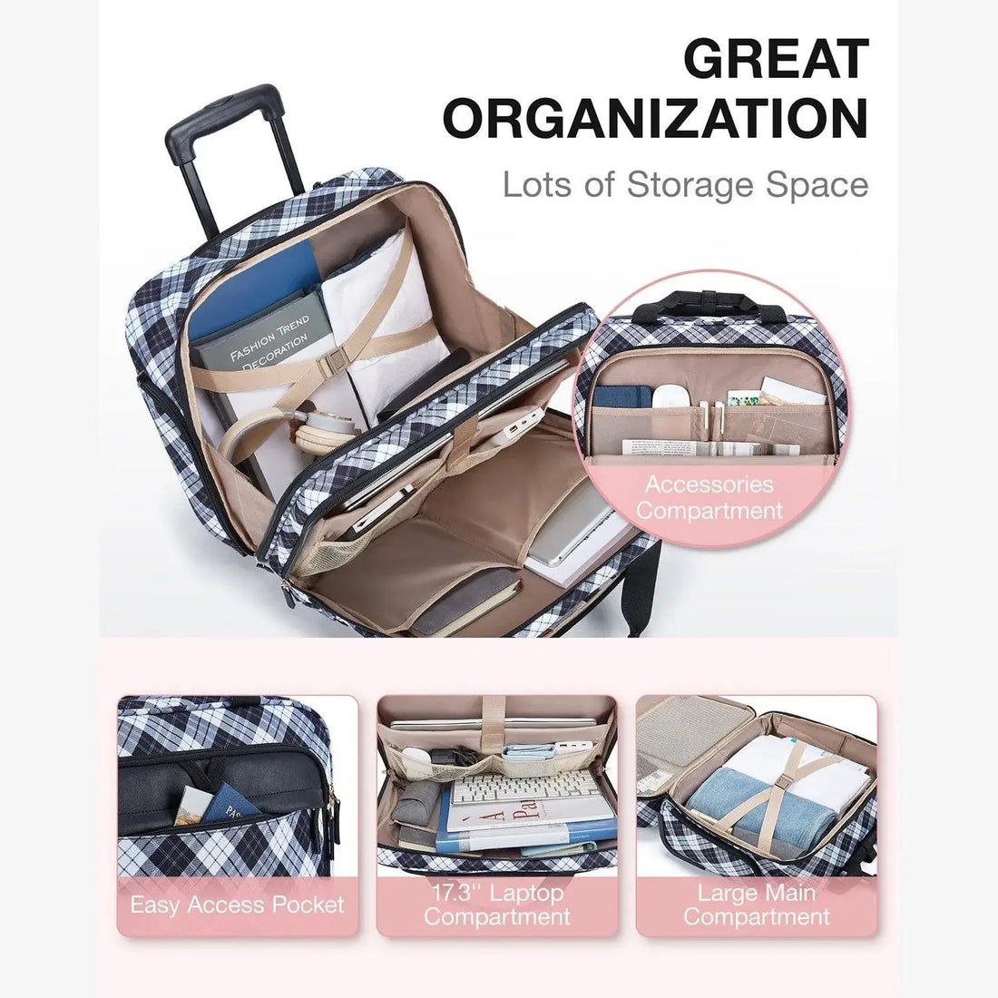 Laptop Compartment Womens Leather Rolling Laptop Bag Bag With