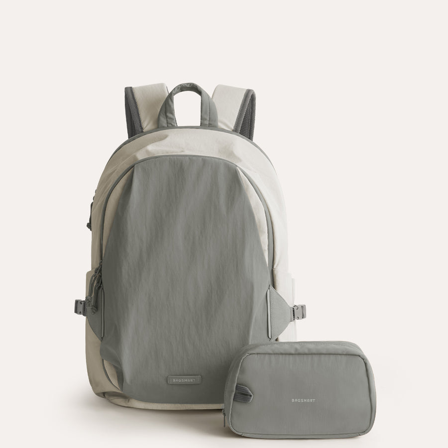 BAGSMART Soar 25L Clamshell Backpack Travel Backpack Set Gray