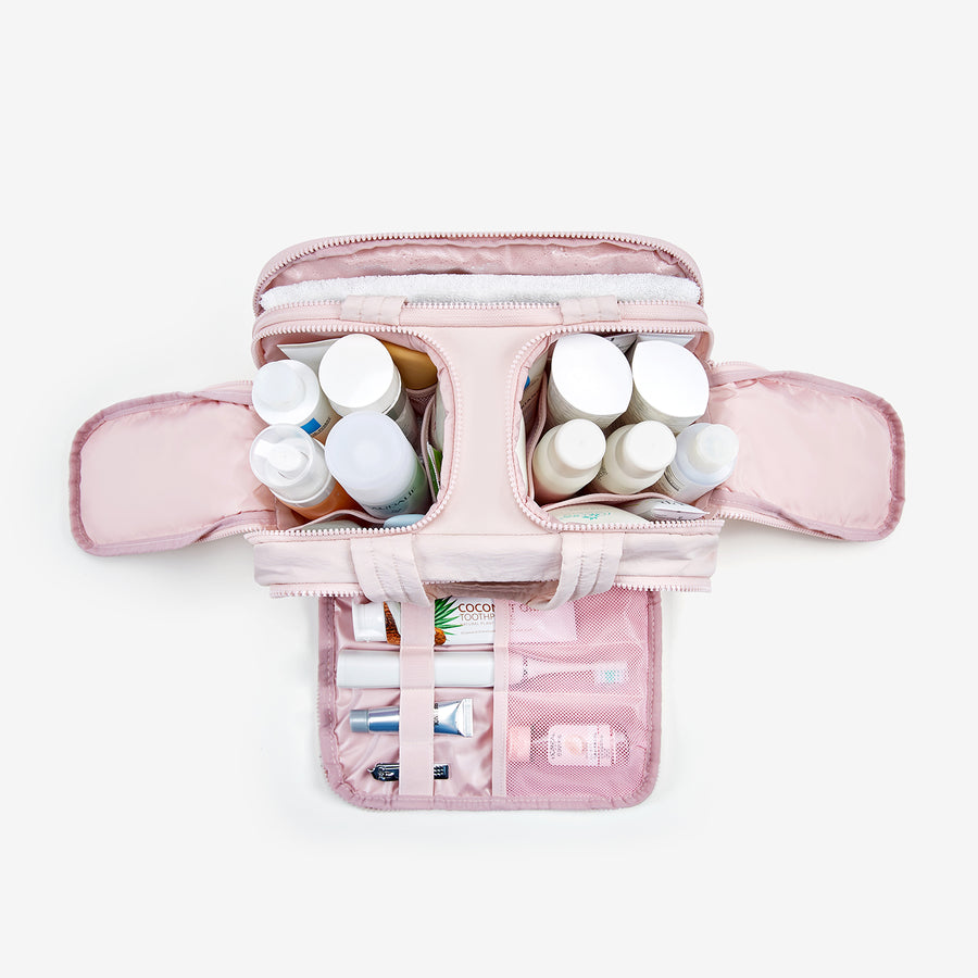 Zora Puffy Multi Functional Pink Makeup Bag with Multiple Compartments - Bagsmart