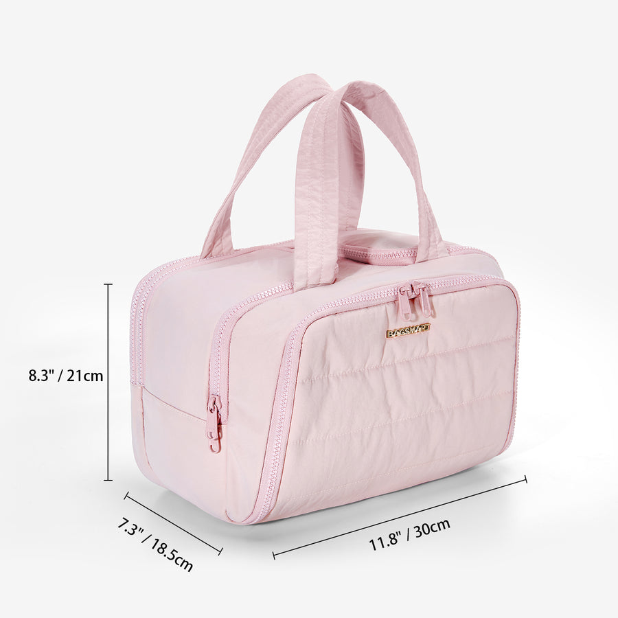 Zora Spacesaver 4-in-1 Puffy Multi-Functional Pink Hanging Toiletry Bag - Bagsmart