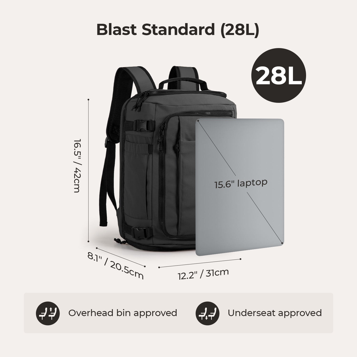 Blast-Quick Access 28L-38L Carry On Travel Backpack - BAGSMART