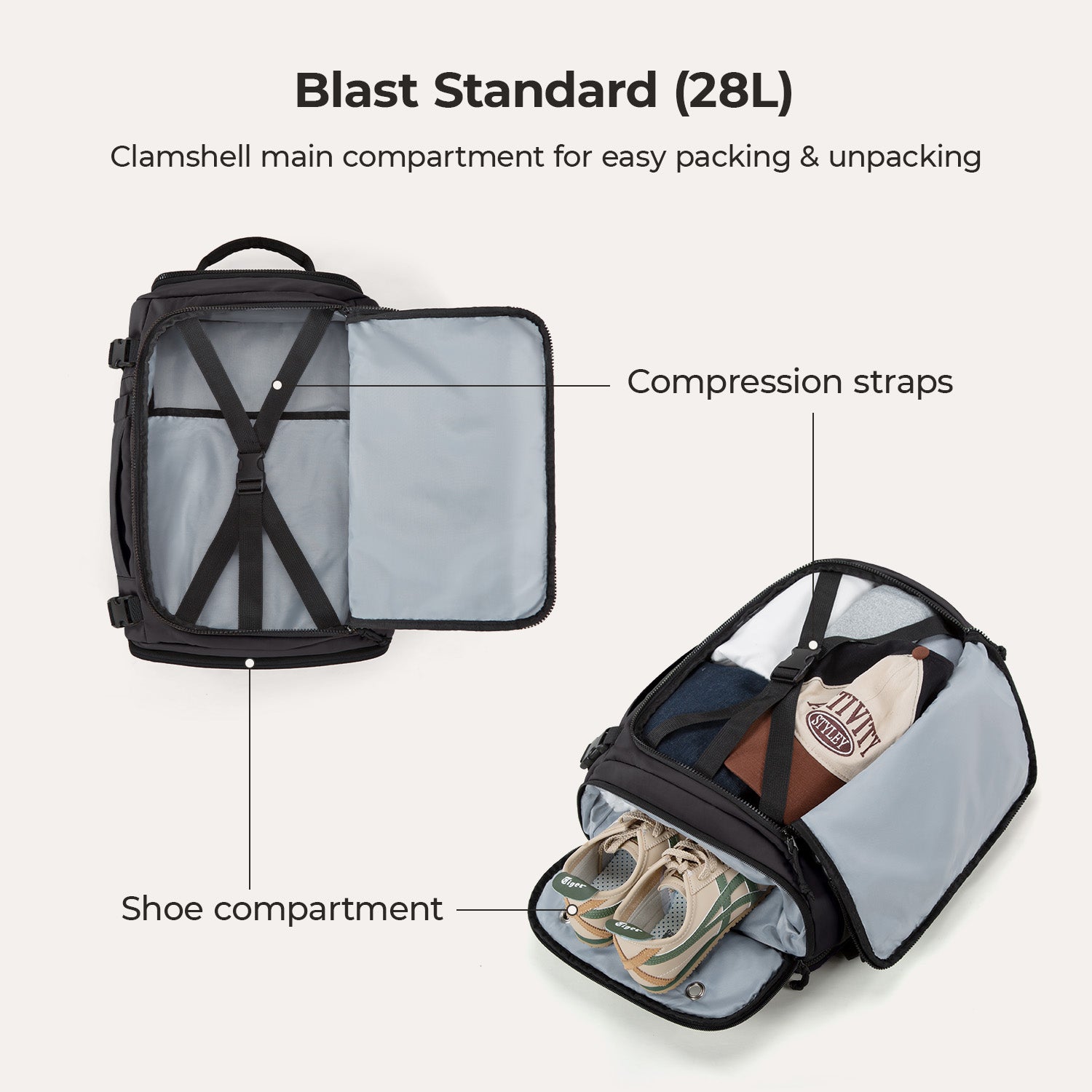 Blast-Quick Access 28L-38L Carry On Travel Backpack - BAGSMART