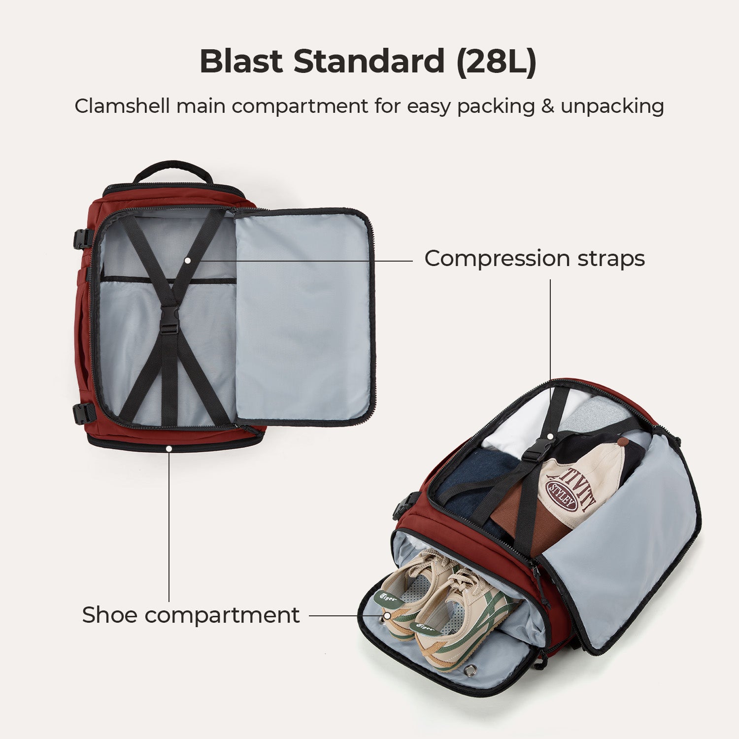 Blast-Quick Access 28L-38L Carry On Travel Backpack - BAGSMART