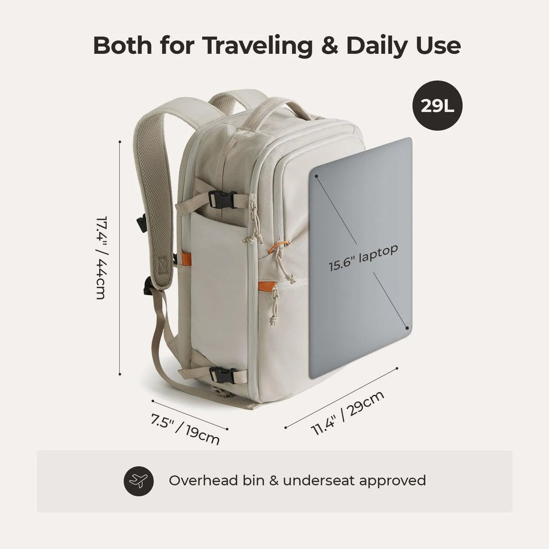 BAGSMART 35L Travel Laptop Backpack - Airplane Approved Carry-On Backpack For Women With Laptop Compartment