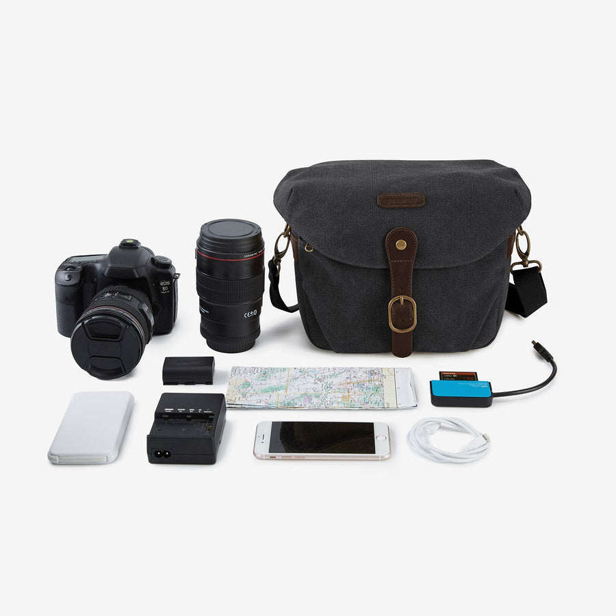 Serie de fotos/bolso de hombro, mensajero y cámara