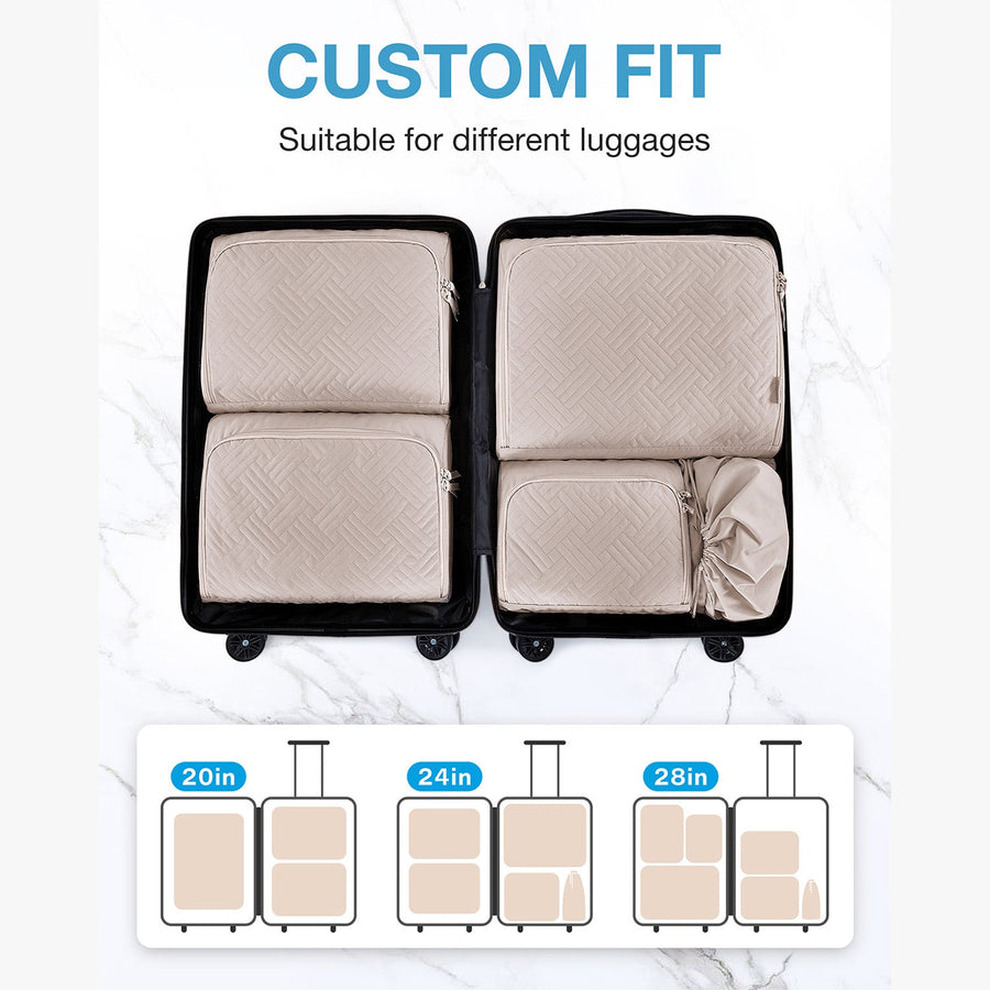 6 PCS Quilted Custom Fit Travel Packing Cubes for Suitable for Different Storage-Bagsmart