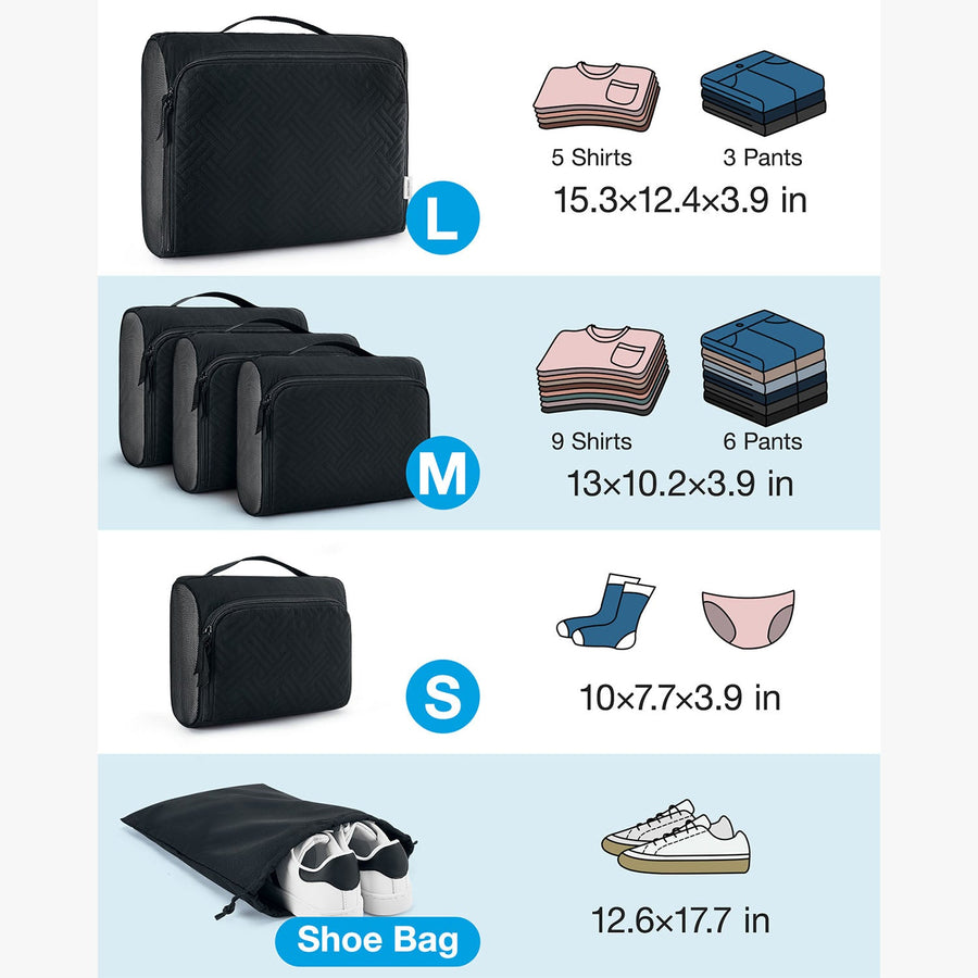 Cubos de embalaje acolchados de 6 piezas para maletas