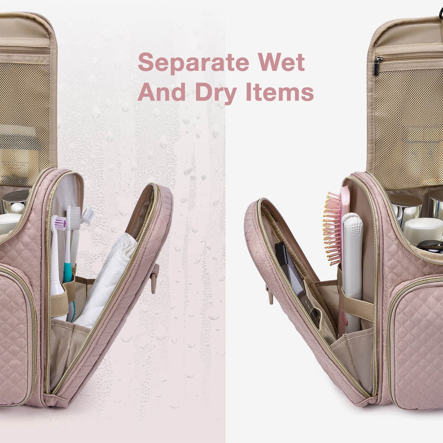 Bolsa de higiene pessoal de viagem Bonchemin rosa de grande capacidade