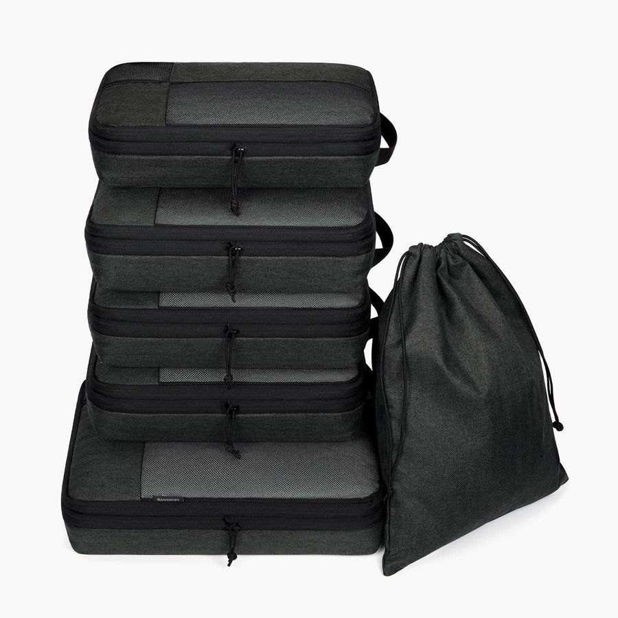 BAGSMART Compression Packing Cubes for Suitcases 6pcs, Black