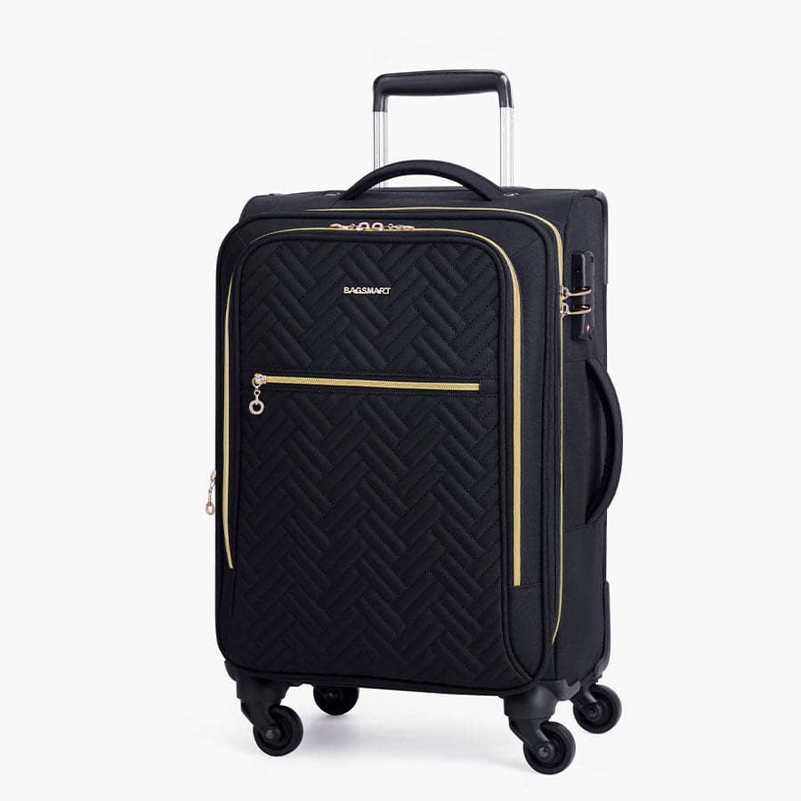 BAGSMART Motiv 17.3 inch Rolling Laptop Suitcase, Quilted Black