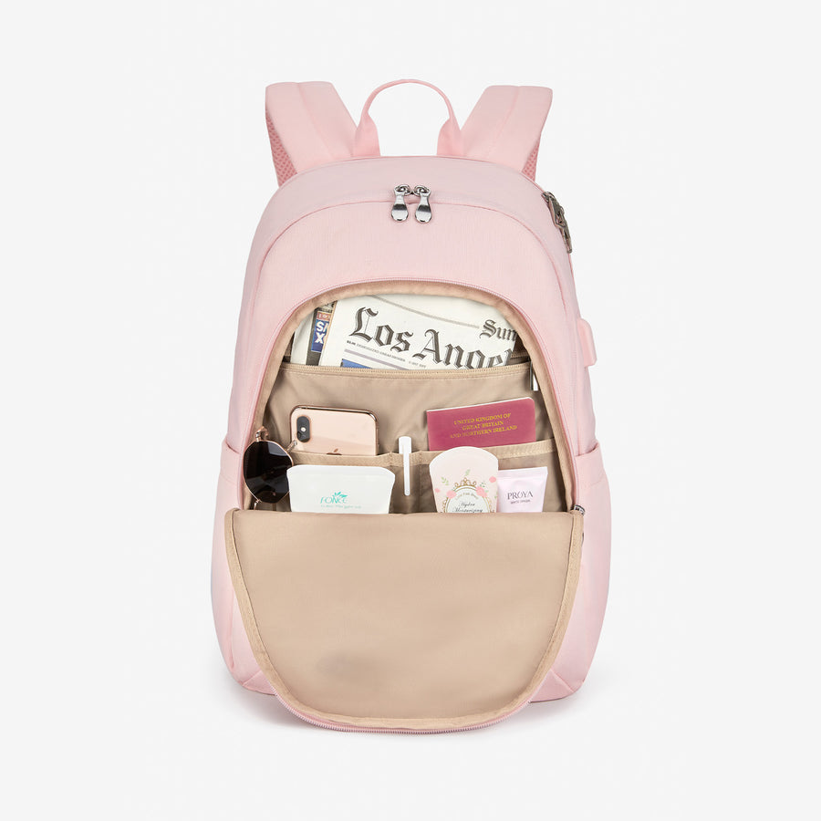 Horatio Pink School Computer Backpacks in Front Accessories Compartment-Bagsmart