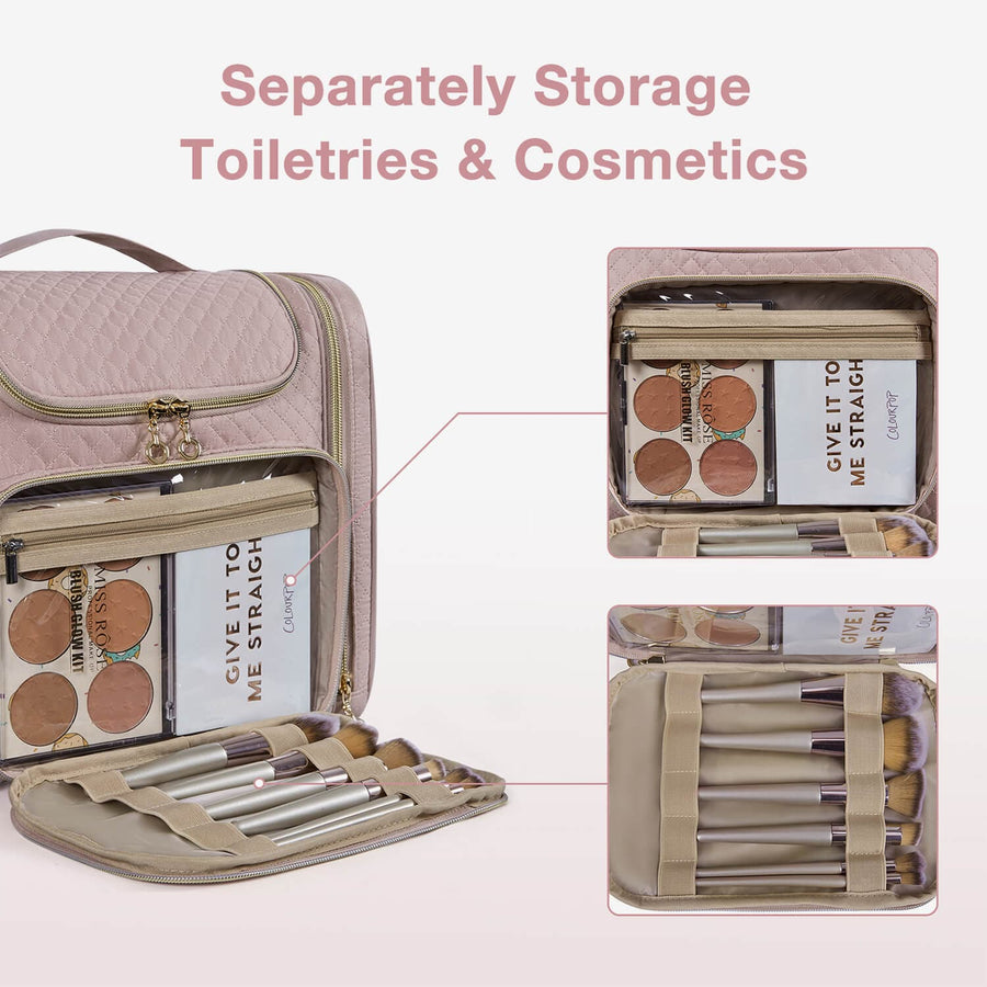 Leila Bonchemin Large Capacity Hanging Travel Toiletry Bag Separately Storage Toiletries & Cosmetics-Bagsmart
